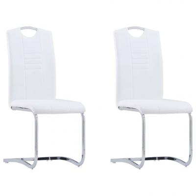 Emaga vidaxl krzesła stołowe, wspornikowe, 2 szt., białe, sztuczna skóra