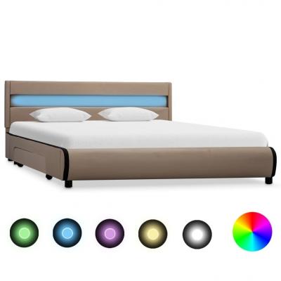Emaga vidaxl rama łóżka z led, kolor cappuccino, sztuczna skóra, 120x200 cm