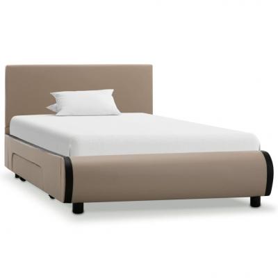 Emaga vidaxl rama łóżka z szufladami, cappuccino, sztuczna skóra, 90x200 cm