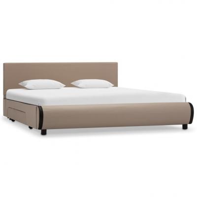 Emaga vidaxl rama łóżka z szufladami, cappuccino, sztuczna skóra, 160x200 cm