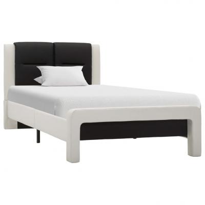 Emaga vidaxl rama łóżka, biało-czarna, sztuczna skóra, 90 x 200 cm