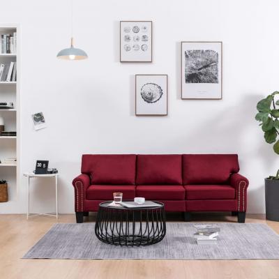 Emaga vidaxl 3-osobowa sofa, kolor czerwonego wina, tapicerowana tkaniną