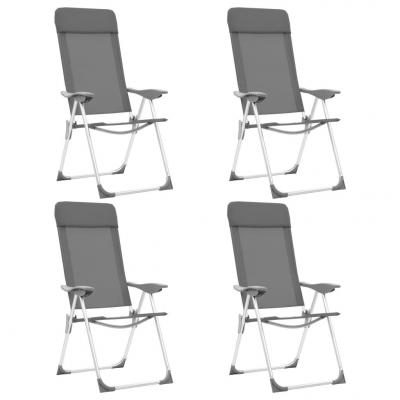 Emaga vidaxl składane krzesła turystyczne, 4 szt., szare, aluminiowe