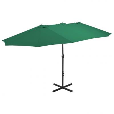Emaga vidaxl parasol ogrodowy na słupku aluminiowym, 460 x 270 cm, zielony