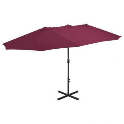 Emaga vidaxl parasol ogrodowy na słupku aluminiowym, 460 x 270 cm, bordowy