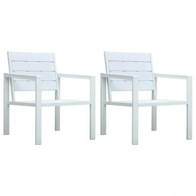 Emaga vidaxl krzesła ogrodowe, 2 szt., białe, hdpe o wyglądzie drewna