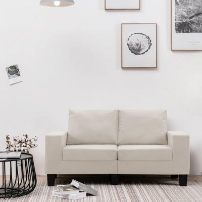 Emaga vidaxl 2-osobowa sofa, kremowa, tapicerowana tkaniną