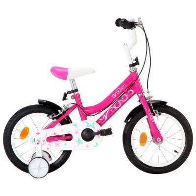 Emaga vidaxl rower dla dzieci, 14 cali, czarno-różowy