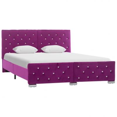 Emaga vidaxl rama łóżka, fioletowa, tapicerowana tkaniną, 140 x 200 cm