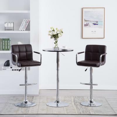 Emaga vidaxl krzesła barowe z podłokietnikami, 2 szt., brąz, sztuczna skóra