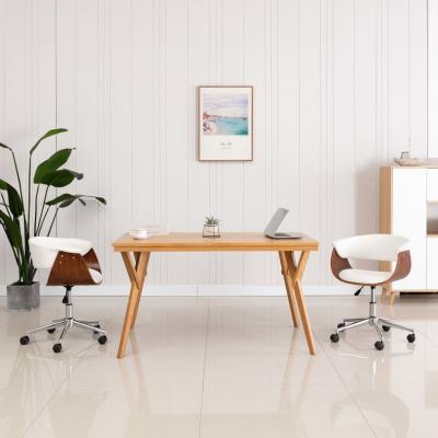 Emaga vidaxl obrotowe krzesło stołowe, białe, gięte drewno i ekoskóra