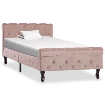 Emaga vidaxl rama łóżka, różowa, tapicerowana aksamitem, 90 x 200 cm