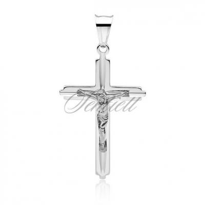 Srebrny (pr.925) krzyżyk jezus diamentowany