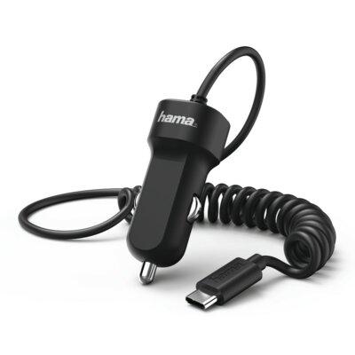 Produkt z outletu: Ładowarka samochodowa HAMA USB-C 2.4A Czarny 183237