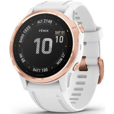 Produkt z outletu: Zegarek sportowy z GPS GARMIN Fenix 6S Pro 42mm Różowozłoty z białym paskiem 010-02159-11