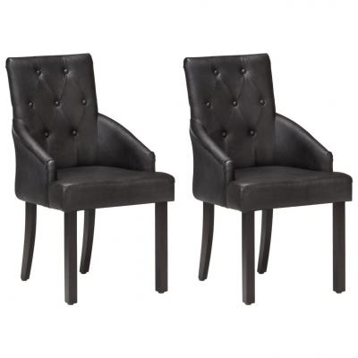 Emaga vidaxl krzesła stołowe, 2 szt., czarne, naturalna kozia skóra