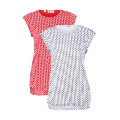 Shirt z nadrukiem i minirękawkami, w kompl. 2-częściowym bonprix biały + czerwony wzorzysty