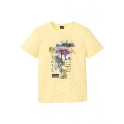 T-shirt chłopięcy bonprix jasnożółty z nadrukiem