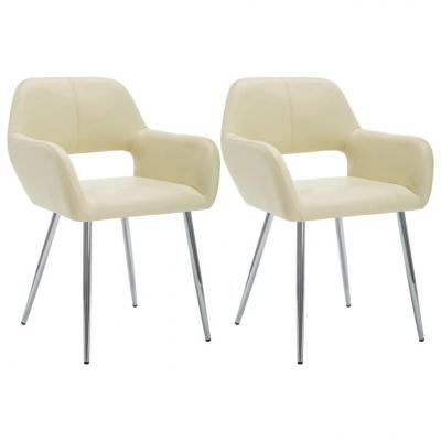 Emaga vidaxl krzesła stołowe, 2 szt., kremowe, sztuczna skóra