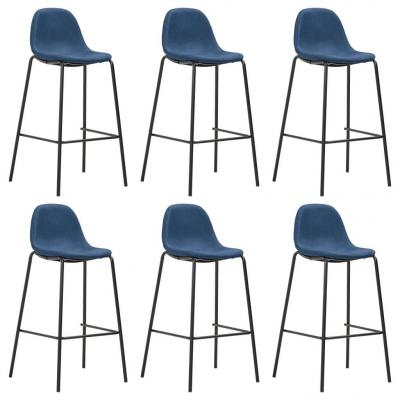 Emaga vidaxl krzesła barowe, 6 szt., niebieskie, tapicerowane tkaniną