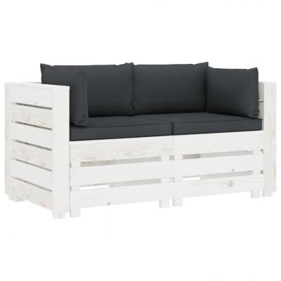 Emaga vidaxl 2-osobowa sofa ogrodowa, palety z drewna, antracytowe poduszki
