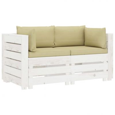 Emaga vidaxl ogrodowa sofa 2-osobowa z palet, z beżowymi poduszkami, drewno
