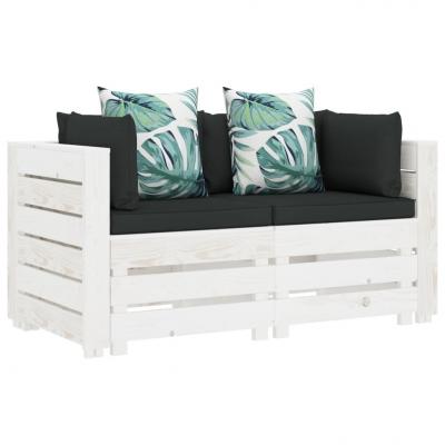 Emaga vidaxl ogrodowa sofa 2-osobowa z palet, z poduszkami w kwiaty, drewno