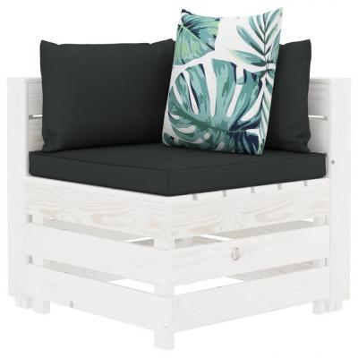 Emaga vidaxl ogrodowa sofa narożna z palet z poduszkami w kwiaty, drewniana
