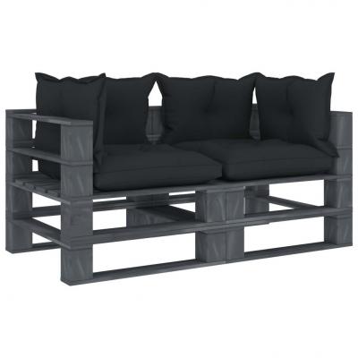 Emaga vidaxl ogrodowa sofa 2-osobowa z palet, antracytowe poduszki, drewno