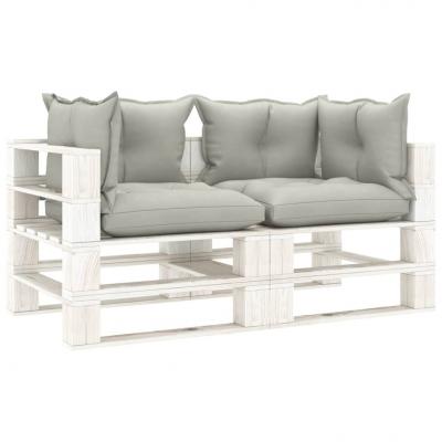 Emaga vidaxl ogrodowa sofa 2-osobowa z palet, z poduszkami taupe, drewniana