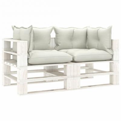 Emaga vidaxl ogrodowa sofa 2-osobowa z palet, z beżowymi poduszkami
