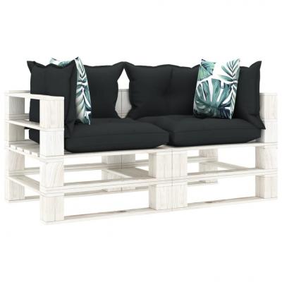 Emaga vidaxl ogrodowa sofa 2-osobowa z palet, z poduszkami w 2 kolorach