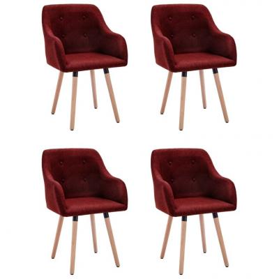 Emaga vidaxl krzesła stołowe, 4 szt., winna czerwień, tapicerowane tkaniną