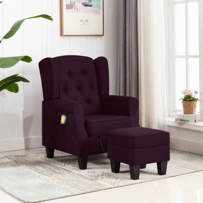 Emaga vidaxl fotel masujący z podnóżkiem, fioletowy, obity tkaniną