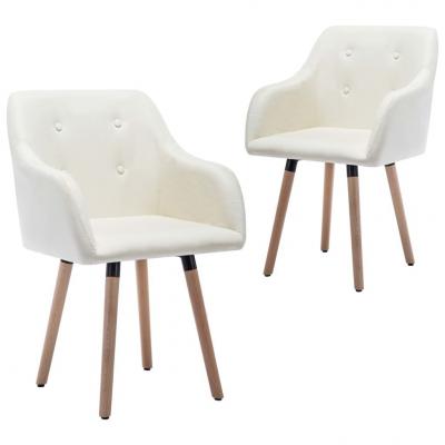 Emaga vidaxl krzesła stołowe, 2 szt., kremowe, tapicerowane tkaniną