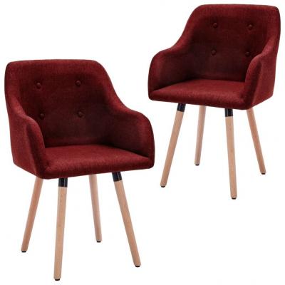 Emaga vidaxl krzesła stołowe, 2 szt., winna czerwień, tapicerowane tkaniną