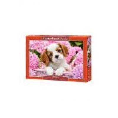 Puzzle 500 pup in pink flowers castor