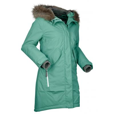 Płaszcz funkcyjny outdoorowy bonprix zielony szałwiowy - szary