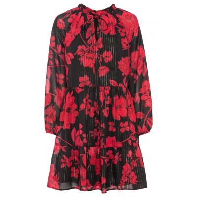 Sukienka z lureksową nitką bonprix czarno-czerwony w kwiaty