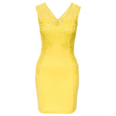 Sukienka ołówkowa  z koronką bonprix jasnożółty