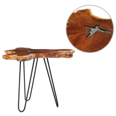 Emaga vidaxl stolik kawowy, 70x45 cm, lite drewno tekowe i poliżywica
