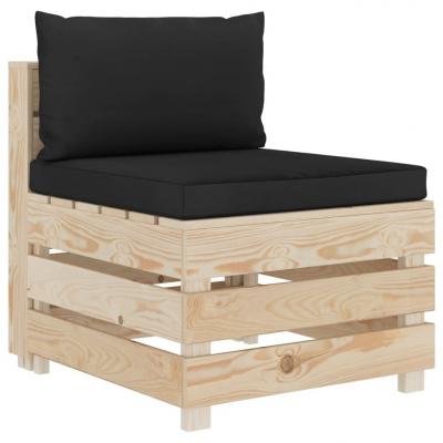 Emaga vidaxl ogrodowa sofa z palet z czarnymi poduszkami, drewniana