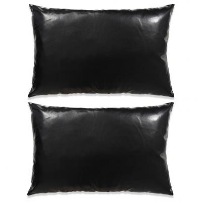 Emaga vidaxl zestaw 2 poduszek z pu w kolorze czarnym 40 x 60 cm