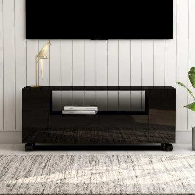 Emaga vidaxl szafka pod tv, wysoki połysk, czarna, 120x35x43cm, płyta wiórowa