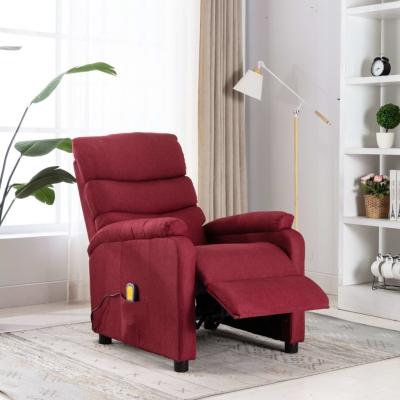 Emaga vidaxl rozkładany fotel masujący, winna czerwień, tapicerowany tkaniną