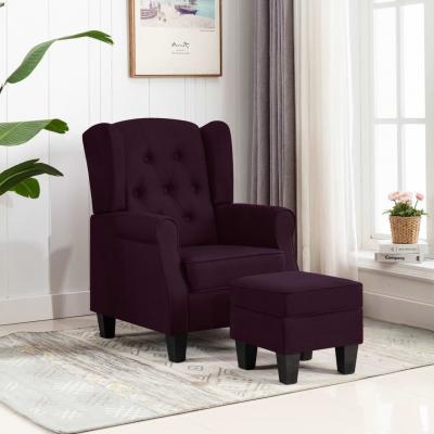 Emaga vidaxl fotel z podnóżkiem, fioletowy, tapicerowany tkaniną
