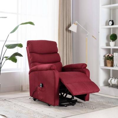 Emaga vidaxl fotel podnoszony, masujący, rozkładany, winna czerwień, tkanina