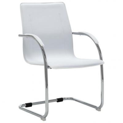 Emaga vidaxl krzesło biurowe, wspornikowe, białe, sztuczna skóra