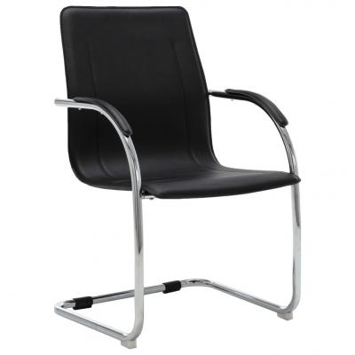 Emaga vidaxl krzesło biurowe, wspornikowe, czarne, sztuczna skóra