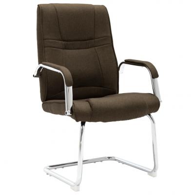 Emaga vidaxl krzesło biurowe, wspornikowe, brązowe, tkanina
